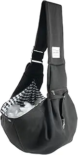 Generic Pet Carrier Soft Pouch Comfortable Polyester Reversible Dogs Cats Shoulder Bag for Park Shopping Traveling Outdoor, Black