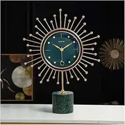 Mantel Clock Nordic Marble Table Clock 18K Gold-Plated Frame Modern Silent Decoration Table Clock Living Room Simple Desktop Ornaments Battery-Powered Alarm Clocks (Color : B) Aqiong