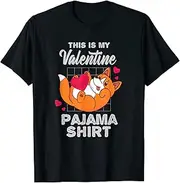[X.Style] This is My Valentine Pajama Shirt Corgi ds2888 T-Shirt Black
