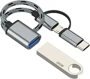 Adapter USB C Micro USB Male to OTG 3.0 Female (2-in-1) for Apple Connections Cable Stick Type C Android Connector for iPad for iPhone 16 15 Pro Max Compatible with Samsung S25 Tablet Camera Converter