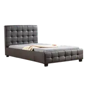 King Single PU Leather Deluxe Bed Frame Brown