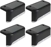 Oimzzr 4PCS Solar Stair Lights Yard Decor Wall Fence Rail Staircase Step Lights, Energy-Saving, Durable, Ideal for Home Garden Pathway Black Warm White Light