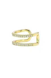 1.50 Ct 14K Yellow Gold Finish Round Cut Simulated Diamond Double Row Ear Cuff
