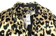 New York & Co Animal Print Leopard 2861 Long Sleeve Button Top Sz Large