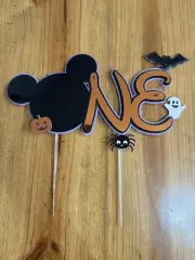 Disney Inspired Mickey Mouse Halloween ONE Happy Birthday Cake Topper Handmade