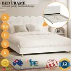 Oikiture Bed Frame Queen Double King Single Tufted Bedhead Boucle Fabric White