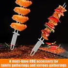 6Pcs Kabob Skewer with Push Bar Double Pronged Stainless Steel Skewer._