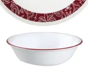 1 NEW Corelle BANDHANI 18-oz SOUP CEREAL SALAD BOWL 6 1/4" Dark Crimson Red Rim