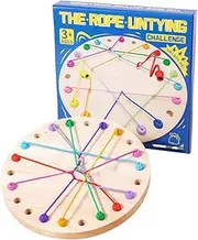 Wooden Threading Toys - Challenge Puzzle Strategy Board Game Untying Rope,Educational Lacing Untangling Toy Enhances Fine Motor Skills for Adults Kids