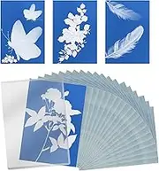 32pcs Cyanotype Printing Paper, Sun Art Drawing Paper High Sensitive Sun Print Paper Kit Solar Paper Sunprint Sun Printer Paper with Plastic Tool for Kids Adults DIY Crafts