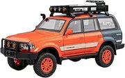 Finished Scale Model 1:24 for Toyota Land Cruiser LC80 SUV Alloy Die-cast Car Model Simulation Miniature Vehicle Model Decoration Ornaments Presents Ornaments(Orange)