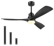 Ceiling Fan with Lights Remote Control, 52 Inch Black Ceiling Fans with 3 Dow...