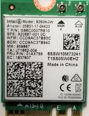 Intel 9260NGW IEEE 802.11ac Bluetooth 5.0 Wi-Fi/Bluetooth Adapter Wireless-AC
