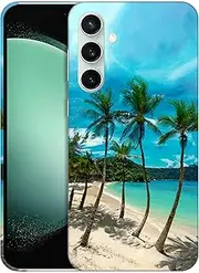 [SuzaCase] Back Case for Samsung Galaxy S23 FE 5G, Galaxy S23 FE Case with Stylish Tropical Beach Palm Tree Design Printed Cute, Sleek Durable Hardshell Protective Phone Case for Samsung S23 FE 5G