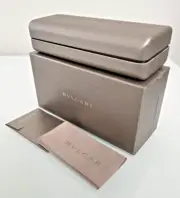 BVLGARI Bronze Hard Clamshell Eyeglasses Sunglasses Case with Cloth Card
