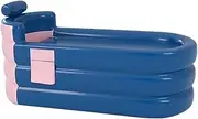 Blow Up Bathtub, Outdoor & Indoor Foldable SPA Tub, Portable Bathtub Adult, Freestanding Bath with Headrest Lumbar Support Side Storage Pocket for Indoor Outdoor Use