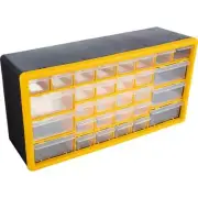 Small Parts Organizer 30-Drawer Table-top Plastic Desk or Wall Mount Yellow