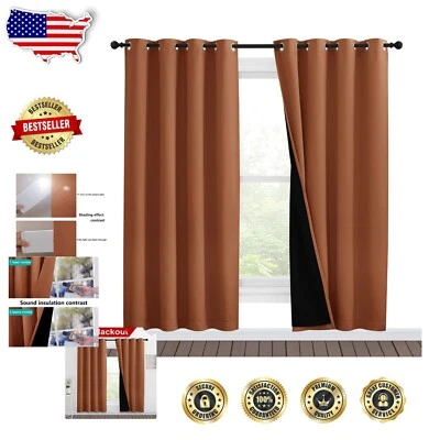 Luxurious Thermal Insulated Blackout Drapes for Total Light Blockage - 2 Panels
