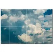 Clouds Ceramic Tile Wall Mural PT500387. 36" W x 24" H (24) 6x6 tiles
