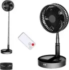 Black: Desk and Table Air fan 7200mAh Rechargeable Battery Foldaway With Remote