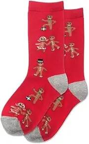 [Hot Sox] Hotsox Kid's Gingerbread Cookies Socks 1 Pair, Red, Small/Medium