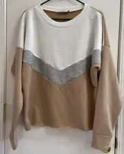 BooHoo long sleeve colorblock sweatshirt sz12 soft and cozy