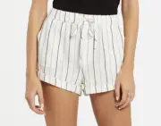 NWT Volcom Women's Sunday Strut Elastic Waist Short, Black Stripe Size L