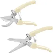 YQQZQ 2Pcs Ultra Sharp Garden Scissors,Straight and Curved Each,7.68" Pruning...