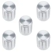 5Pcs Aluminium Alloy Potentiometer Volume Control Rotary Knob Silver Tone