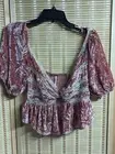 Free People Yours Truly Velvet Crop Top Mauve Crushed Velvet NWT $128 Small Rare