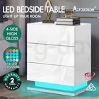 ALFORDSON Bedside Table RGB LED Nightstand 2/3 Drawers 4 Side High Gloss