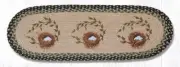 Braided Jute Hand Stenciled Oval Table Runner. Earth Rugs. ROBINS NEST. 13"X36"