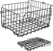 JUMPLAWN 1Pc Folding Bike Basket Durable Black Storage for Bikes for Outdoor Use Stable and Safe for Carrying Food and Supplies