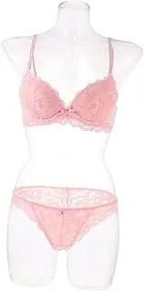 [JEWEDECO] Bra Underwear Bralettes for Women Lace Elegant Lady Underwear Lace and Panty Ladies Lingeri Underwear Ladies Underwear Teen Underwear Women Suit Pink Cotton