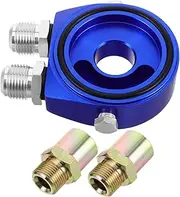 Car Modification Accessories Vehicle Oil Cooler Sandwich Adapter Oil Cooler Sandwich Adapter for Heavy Equipment External Thread Oil Cooler Adapter Blue Aluminum Alloy