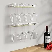 KOLYMAX Wine Glass Holder Wall Mounted, Wall Wine Glass Storage Shelves, Stemware Wall Rack, Clear Acrylic Under Cabinet Wine Glass Holder (4 Glasses 2 Pack)