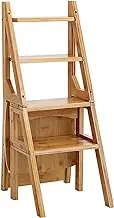 Plant standWooden Step Ladder Chair, Household Folding Wooden Step Ladder Chair, Portable 4 Step Stool, Multifunctional Kitchen Library, Climbing Steps, Ladder, Bookshelf, Plant Step Ladder