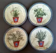 4 Email de Limoges I. Godinger Herbs Salad Plates Allium Salvia Basil Rosemary