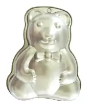 Cake Pan Jello Mold Teddy Bear Aluminum Small 10 Inches Wall Hanging Silver Tone