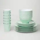 Barel Designs Mint Melamine 24 Piece Dinner Set - Cups, Bowls, Plates