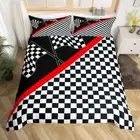 Bedding Set Twin Size,Black White Checkered Grid Comforter Cover Set for Kids