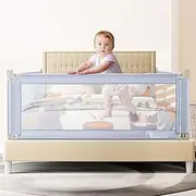Playpals Bed Rail for Baby - 200CM Extra Toddler Bed Rail, Height Adjustable Safety Rail for Crib and Bed - Compatible with Queen, Full, Twin, and King Size Beds - 1 Piece, Grey