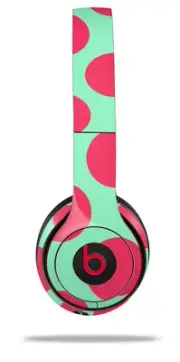 Skin Wrap for Beats Solo Wireless 2 3 4 Kearas Polka Dots Pink Blue SKIN ONLY