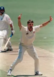 Australian fast bowler Glenn McGrath successfully appeals for- Old Cricket Photo
