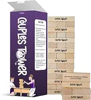 Couples Tower Stacking Wooden Block Game for Grown Ups – Romantic Dare Questions – All Genders & Relationships – Exciting, Pleasing, & Funny Challenges - Make Date & Game Night Fun w/ 54 Pieces