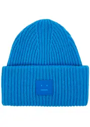 Acne Studios Pansy Ribbed Wool Beanie - Blue One Size