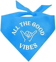All The Good Vibes Dog Bandana (Turquoise, OS 1085)