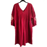 Nordstrom Caslon Red Ellery Embroidered Dress 1X NWT