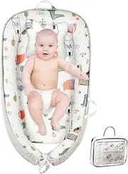 Baby Lounger Safari- Baby Lounger for Newborn, Breathable & Soft Baby Nest Cover Co Sleeping for Baby 0-24 Months, Babies Essentials Gifts, Portable Infant Lounger Baby for Home and Travel