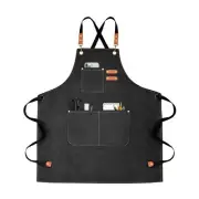 Chef Apron for Men Women Canvas Aprons with 3 Pockets Cross Back Resistant Wo...